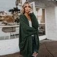 thumbnail image 2 of Womens Cardigans Sweater Solid Color Outwears Long Sleeves Plus Size Open-Front Knit Chunky Long Coat with Pocket, 2 of 7