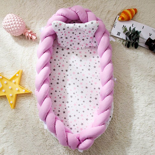 Cuna infantil para exteriores, cuna para recién nacido, cuna para guardería, cochecito, nido para dormir, parachoques, cojín para cuna de bebé, 95x60cm Fivean unisex
