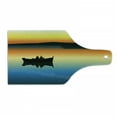 thumbnail image 1 of Fishing Cutting Board, Buddies on Tranquil Still Lake at Epic Sunset Fishing Male Friends Bond Friendship, Tempered Glass Cutting and Serving Board, Wine Bottle Shape, Orange Blue, by Ambesonne, 1 of 1
