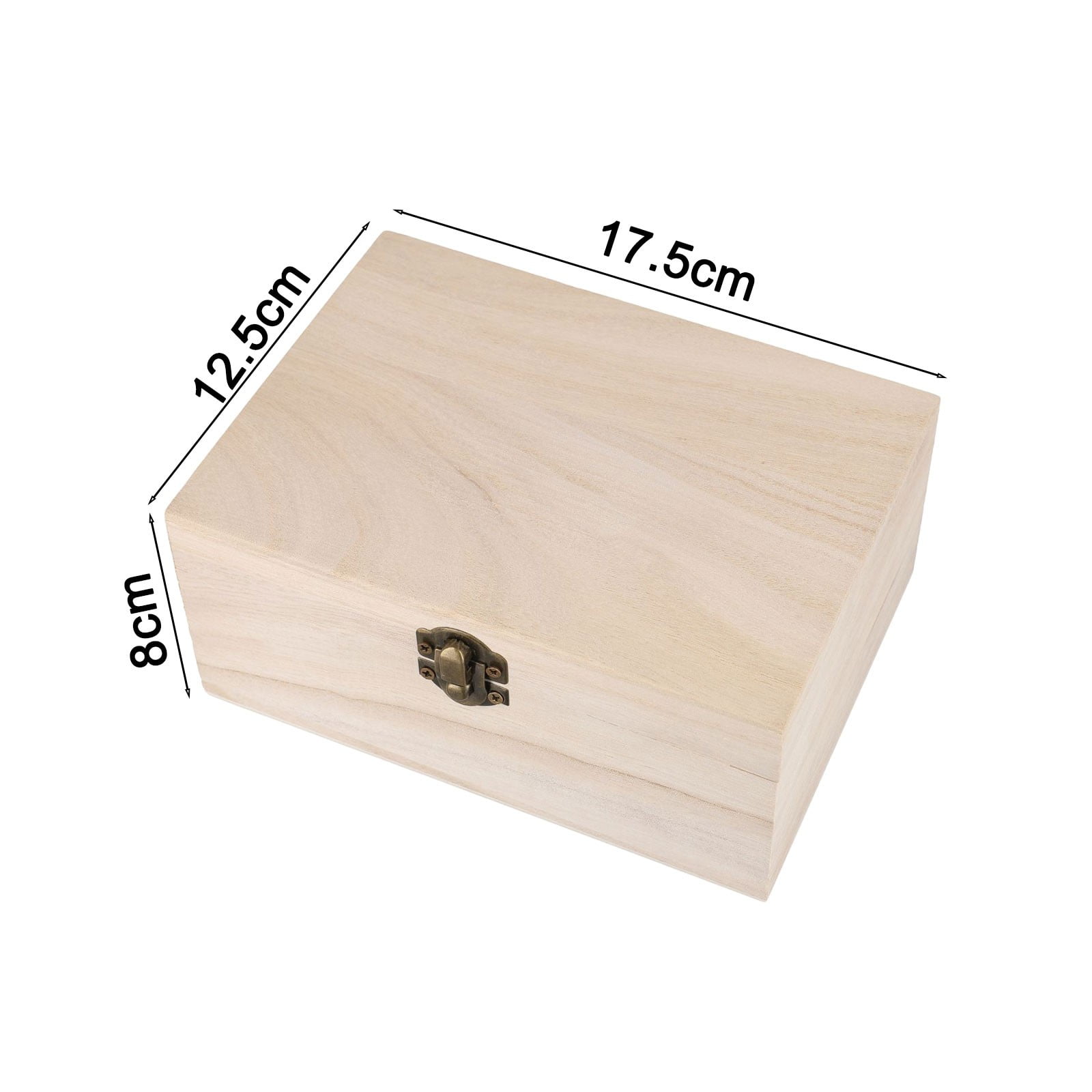 SOFEIYA Plain Wood Wooden Square Hinged Storage Boxes Craft Box