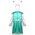 thumbnail image 6 of TiaoBug Kids Girls Alien Outerspace Dress-up Metallic Robot A Line Dress with Feeler Headband Mint Green 14, 6 of 7