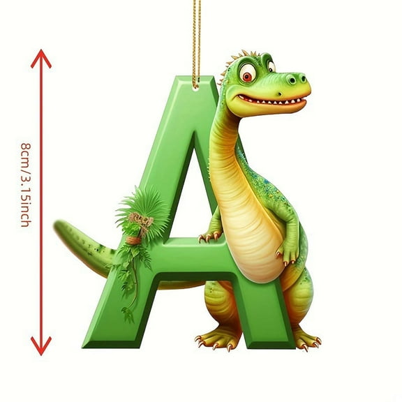 WEGFTDUOP Christmas Acrylic 26 Letter Dinosaur Pendant