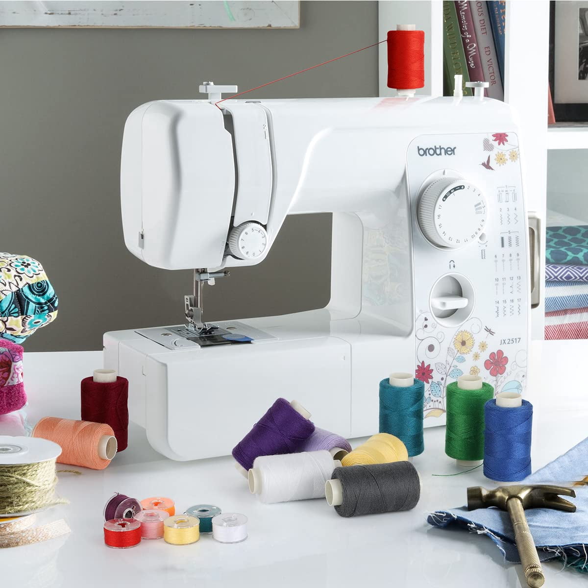 Koovon 5oo Yards Per Polyester Thread Spools with Needle, Threader, Scissors and Ruler, Prewound Bobbin with Case for Hand & Sewing Machine,36 Colors