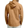 thumbnail image 7 of Maean Mens Cotton Linen Shirts with Hoodie Long Sleeve Button Neck Shirt Fashion Casual Vacation Tops, 7 of 7