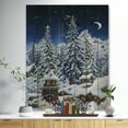thumbnail image 2 of Design Art - Elf houses under large lighted Christmas trees, 2 of 5
