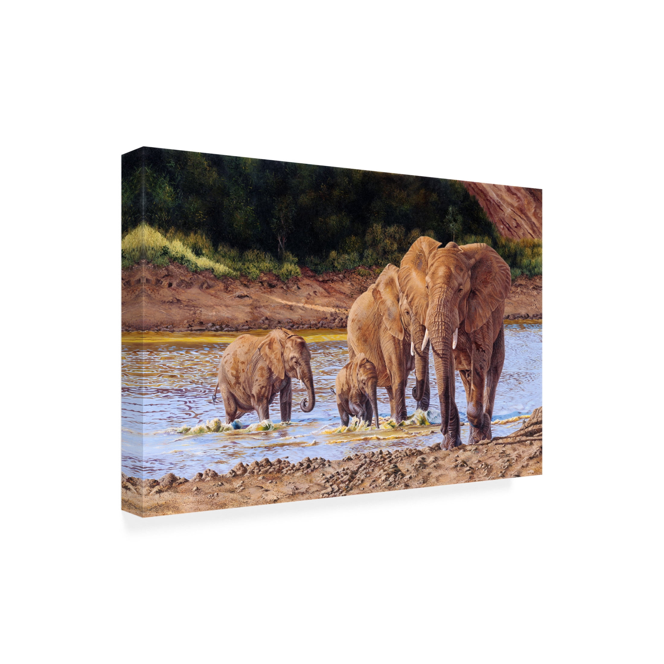 Canvas Wall Art - Delene Lambert 'Its an Elephant World' Wall Art for Living Room, Bedroom, or Office Décor by Trademark Fine Art - 47 x 30 Inches