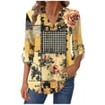 thumbnail image 2 of Craaazy Oversized Tshirts For Women Casual Printed V Neck Long Sleeve Shirt Floral Printed Top With Buttons Gifts, 2 of 8