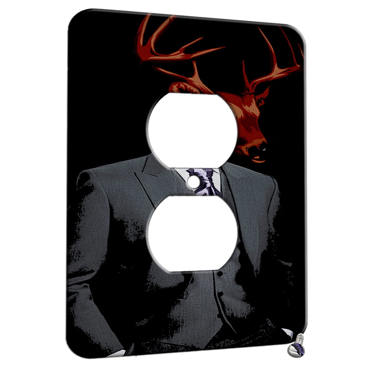Dapper Deer Suit Design 1 Gang Duplex Outlet Wall Plate Metal Walmart Com Walmart Com