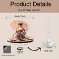 thumbnail image 2 of Rotating acrylic figurine of a beautiful Japanese woman in a kimono holding an umbrella and pink flowers against a white background, 2 of 6