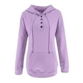 thumbnail image 4 of Cmfcve Women's Athletic Hoodies Casual Solid Color Button Up Hooded Sweatshirt Long Sleeve Drawstring Fall Winter Track Jackets, 4 of 5