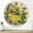 thumbnail image 2 of Designart 'Blossoming Greenlands And A Rural House' Traditional Wood Wall Clock, 2 of 5