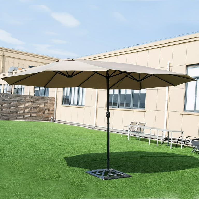 Costway 15' Double-Sided Outdoor Patio Umbrella, Beige Steel Pole, Crank  Lift - Walmart.com