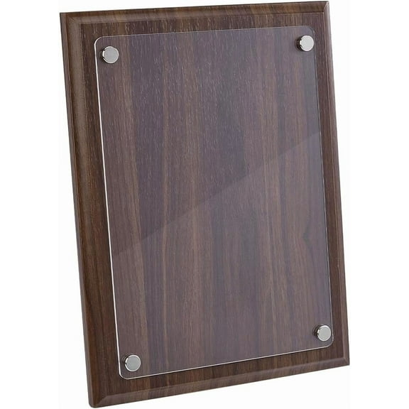 Wood Plaque Blank with Acrylic Panel 8.31 X 11.06 Inch Blank Award Plaque Straight Edge Rectangle Finished Walnut Plaque Perfect for Crafts Trophy Gift Coconut Brown diy