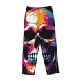 thumbnail image 4 of Goofa Colorful Skull Printed Soft Pajama Pants for Women, Wide Leg Comfy Casual Lounge Yoga Pants-Medium, 4 of 9