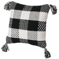 thumbnail image 4 of 16" Handwoven Cotton Throw Pillow Cover Chevron & Gingham Design Black & White, 4 of 9