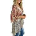 thumbnail image 2 of Floral Print Women Bohemian 3/4 Sleeve Tie-Up Cover Tops, 2 of 4