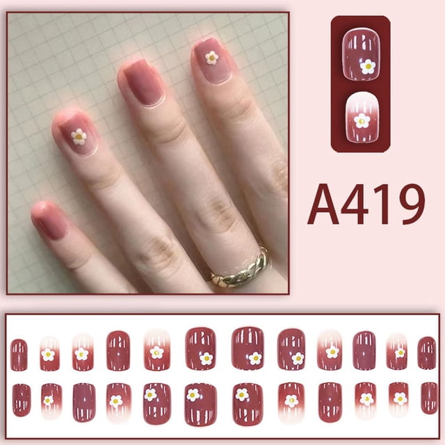 False Nails French Manicure Fake Tips Press On Full Nails Cover c