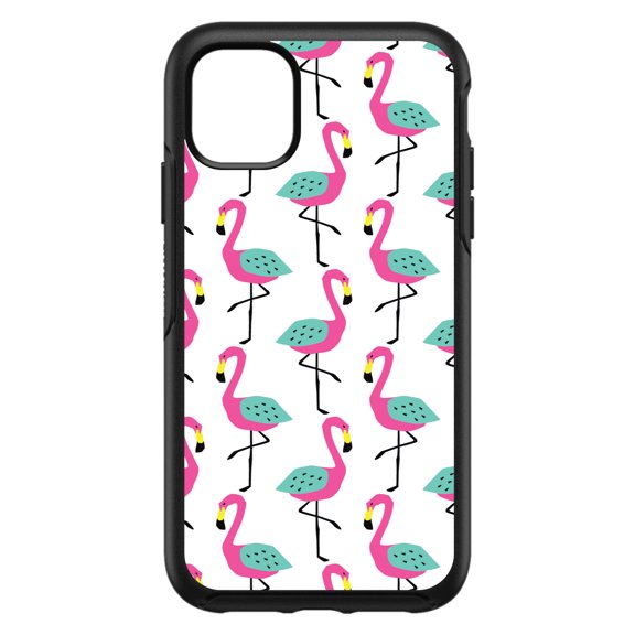 DistinctInk Custom SKIN / DECAL compatible with OtterBox Symmetry for iPhone 11 (6.1" Screen) - Summer Graphics - Flamingo Pattern - Pink