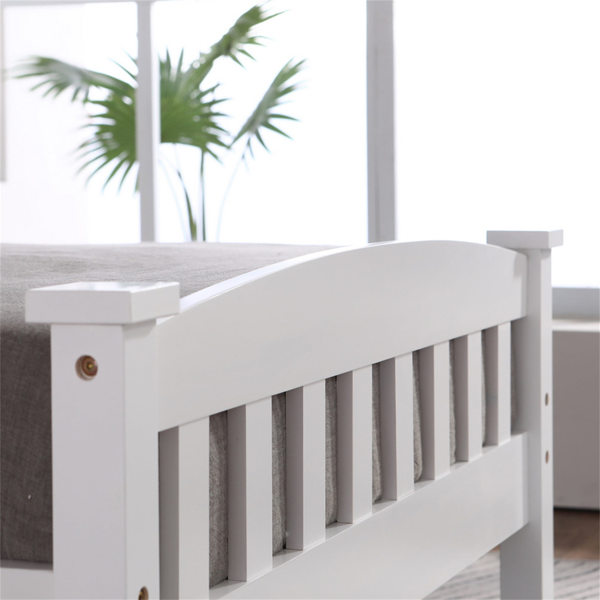 Kadyn Full Size Bed Frame with White Vertical Slat Headboard and Footboard, Solid Wood Platform Bed, Full Size Bed Frame Mattress Foundation with Wood Slat Support, Easy to Assemble, White Kadyn Full Size Bed Frame with White Vertical Slat Headboard and Footboard, Solid Wood Platform Bed, Full Size Bed Frame Mattress Foundation with Wood Slat Support, Easy to Assemble, White