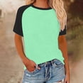 thumbnail image 2 of Timegard Hauts Grande Taille pour Femmes Col Rond Épaules Tombantes Bloc de Couleur Décontracté Confortable T-Shirts à Manches Courtes, 2 of 5