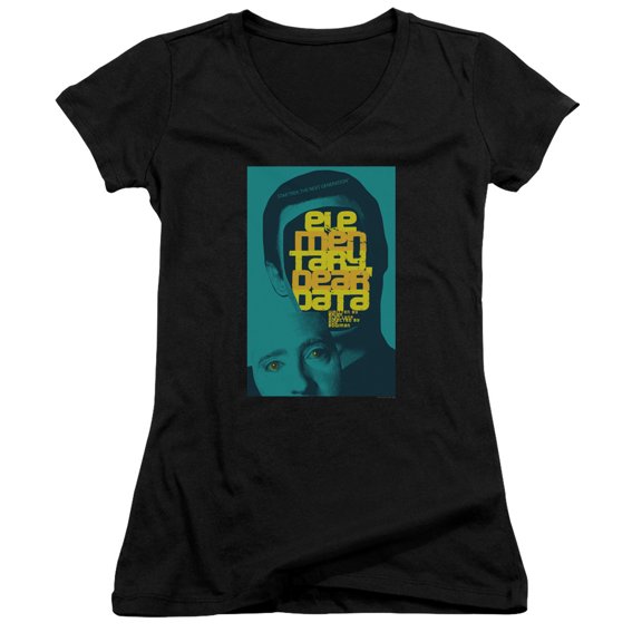 Star Trek Tng Season 2 Episode 3 Junior Women's V-Neck T-Shirt Black