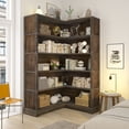 thumbnail image 7 of Gacfiew Wood Corner Bookcase, 5 Tier 65 Inch Tall Bookshelf with Storage, Floor Standing Display Book Shelf for Living Room, Kitchen, Home Office (Rustic Brown), 7 of 7