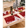 thumbnail image 3 of Christmas Placemats Set of 6, Red Xmas Tree Place Mats Christmas Balls Snowflakes Placemat Table Decoration for Kitchen Table Dinner Xmas Holiday Party Home Decor Indoor Outdoor 13x19 Inch, 3 of 9