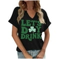 thumbnail image 3 of HongQid St Patricks Day Shirt Women V Neck Funny St Paddys Day T-Shirt Irish Graphic Short Sleeve Tee, 3 of 4