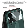 thumbnail image 5 of Dteck Case with Galaxy Z Flip 3 Case with Ring, Z Flip 3 Case with 9H Glass Camera Lens Protector, Leather Full Protective Shockproof Anti-Scratch Slim Cover for Z Flip 3 Case, Darkgreen, 5 of 5