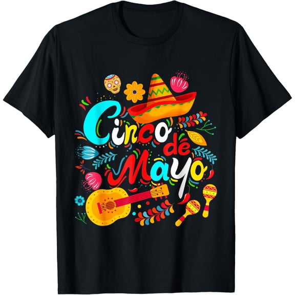 Happy Cinco De Mayo Men Women Kids 5 De Mayo Mexican Fiesta T-Shirt men and women can wear, black, white, gifts