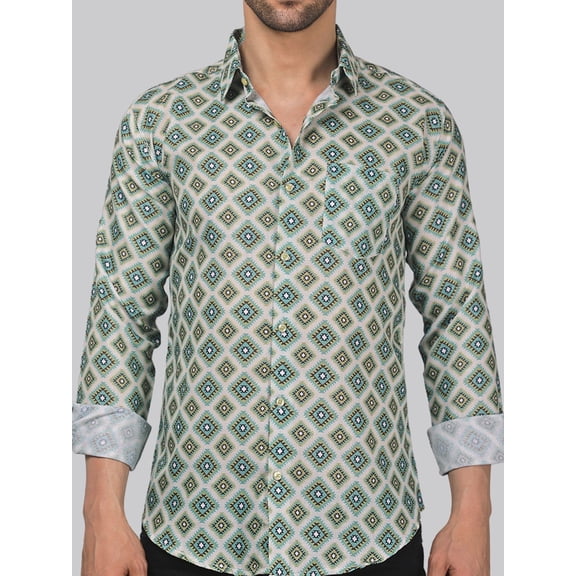 Delicate Men's Printed Full Sleeve Casual Linen Shirt