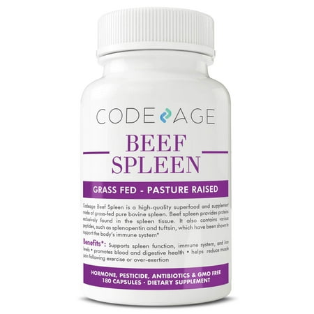 Codeage Grass Fed Beef Spleen (Desiccated), 180 Count —Immune, Allergy, Iron (5 X's More Heme Iron Than Liver), 100% Pasture Raised in
