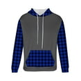 thumbnail image 5 of Lorytime Men's Hoodies Fleece Plaid Streetwear Sweatshirt Long Sleeve Drawstring Pullover with Pocket Tops Blue 4XL, 5 of 5