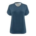 thumbnail image 3 of WREESH Womens T-Shirts Oversized V-Neck Short Sleeved Solid Summer Base Shirt Sports T-Shirt Blue, 3 of 5