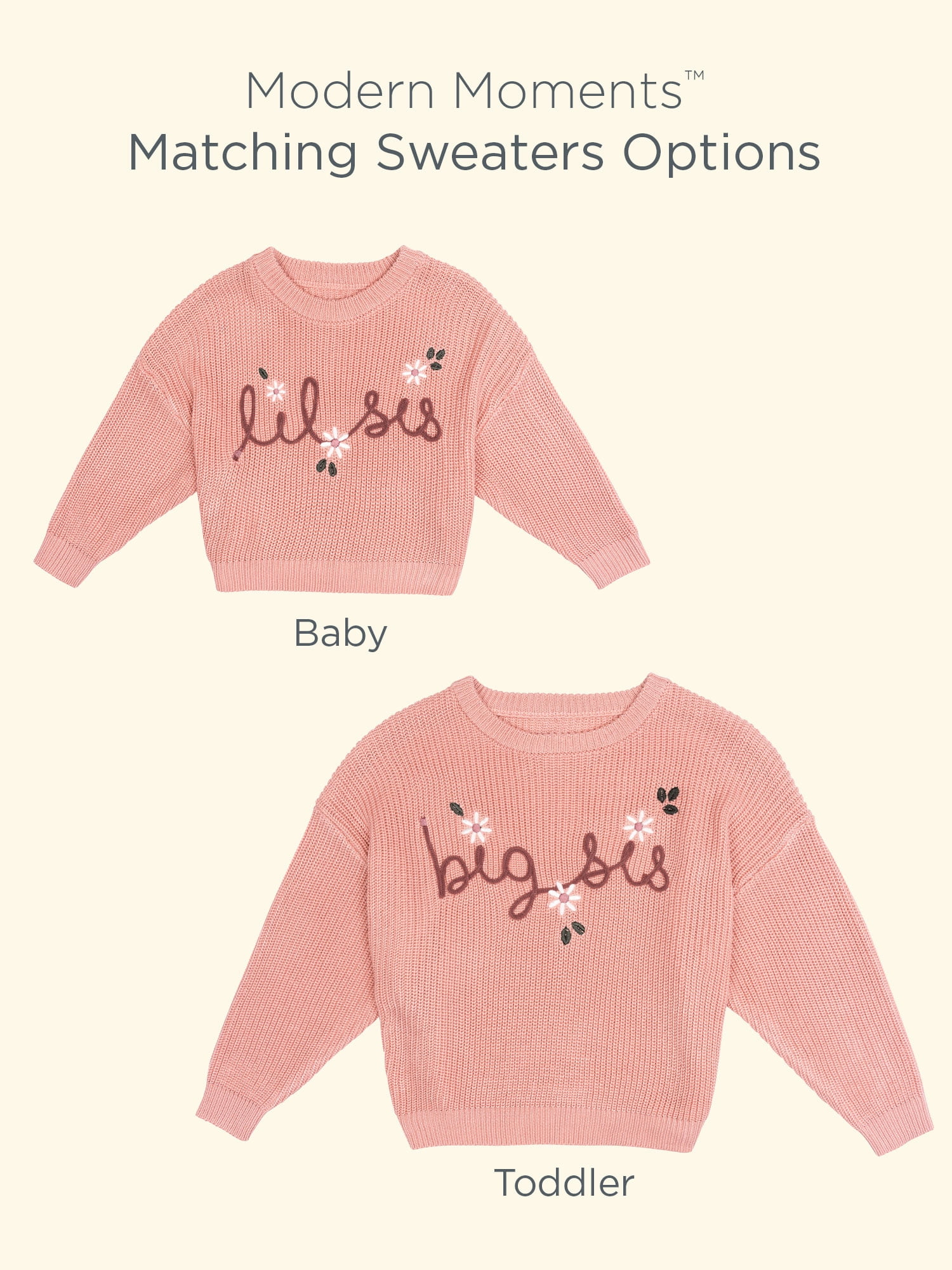 Modern Moments by Gerber Baby Girl Sibling Matching Sweater, Sizes 0/3 Months - 24 Months