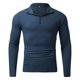thumbnail image 2 of Mens Long Sleeve Stand-Up High Collar Shirt Slim Fit Knit Zip T Shirt Tops Tee, 2 of 8