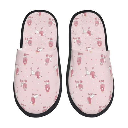 

Sigee Poodle Dog for Cozy Furry Slippers Super Soft Indoor and Outdoor Use Non-Slip Sole Slip On House Slippers-Large