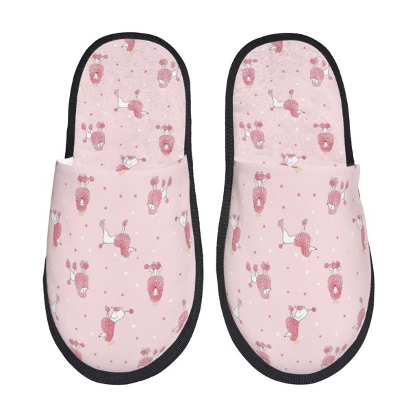 Fotbe Poodle Dog Pantuflas Peludas para Mujer con Estampado, Zapatillas de Peluche, Zapatos de Invierno para Casa, Uso Interior y Exterior-Medium