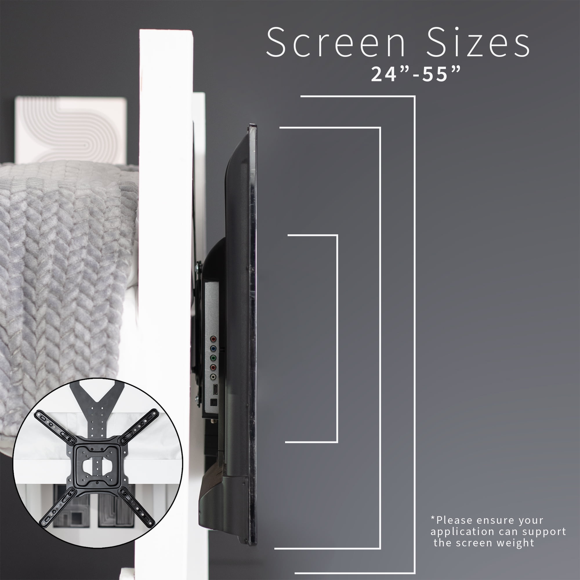 VIVO TV Hanger Bracket for 24" to 55" Flat and Curved Screens, Loft Bed TV Mount