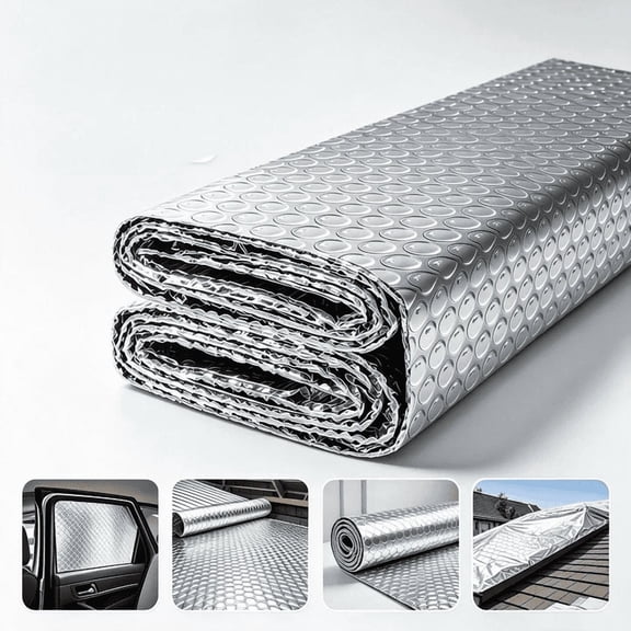 Reflective Insulation Foil Double Sided Aluminum Bubble Heat Shield Effective Radiant Barrier Thermal Protection Energy Efficient for RV Window Garage Door 2x10 Ft