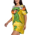 thumbnail image 2 of Kdxio T-Rex Playing Football Print Pajamas Sets for Women Short-Sleeved Pjs with Lounge Shorts Two Piece Sleepwear S-4XL, 2 of 5