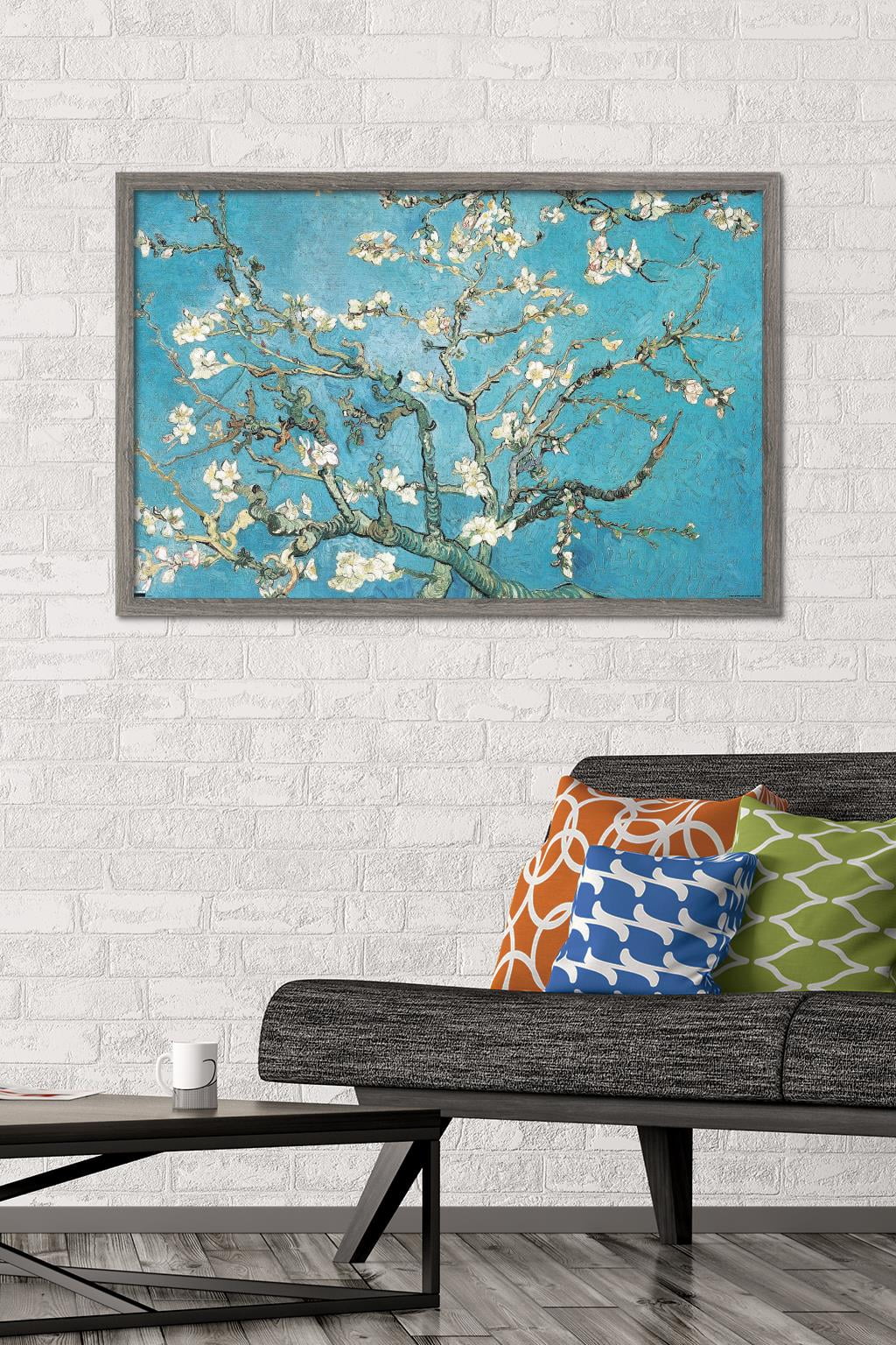Almond Branches In Bloom by Vincent van Gogh Wall Poster, 22.375" x 34" Framed