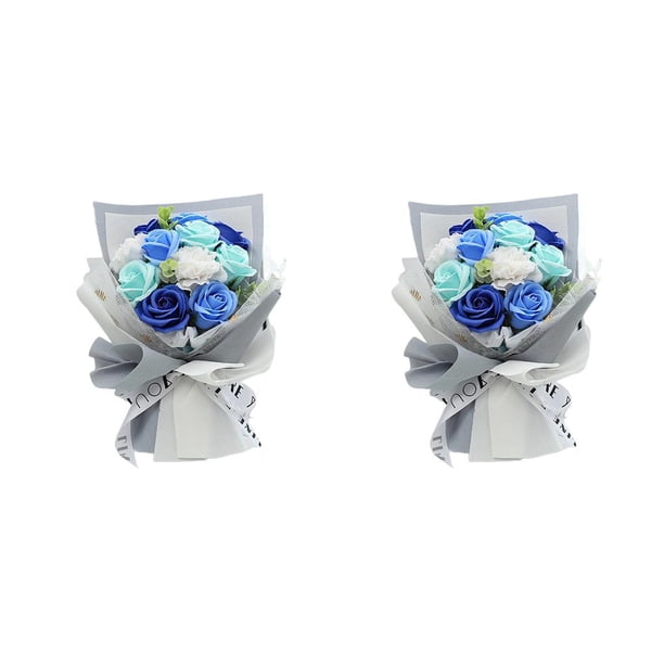 Wosthever Clavel jabón ramo flor decoración regalo para madre día de San Valentín azul D 2piezas Azul