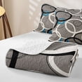 thumbnail image 4 of Castle Fairy Abstract Overlap Ring Quilt Full 3-Piece,Minimalist Hollow Circle Graphic Full Bedspread Sets,Black White Sky Blue,1 Coverlet and 2 Pillowcases, 4 of 7