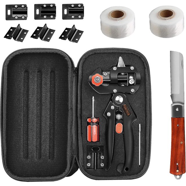 Kit de podadora de herramientas de injerto 2 en 1, injerto en U con injerto en V, perfecto para injerto de árboles frutales, que incluye cintas de injerto, cuchillo de injerto y cu