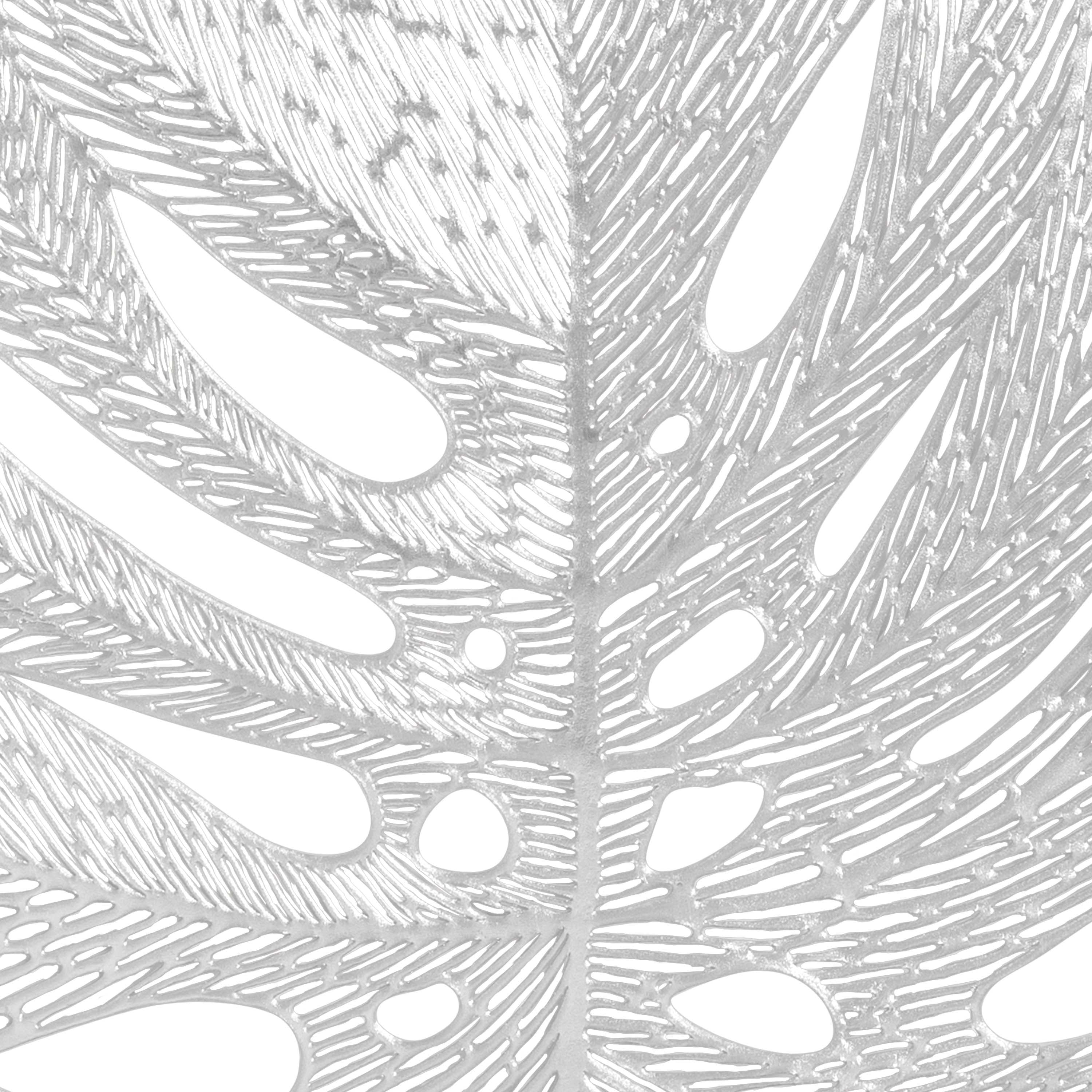 Home Details Set of Four Leaf Shape Table Place Mat, Silver