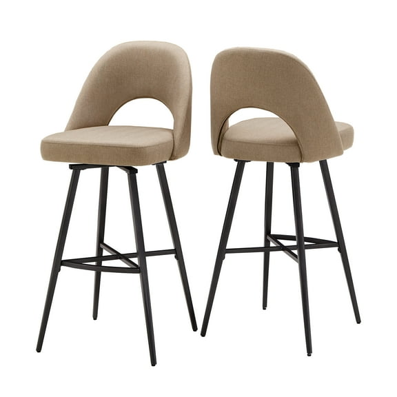 Weston Home Krista Metal Swivel 29" Bar Stools, Set of 2, Beige
