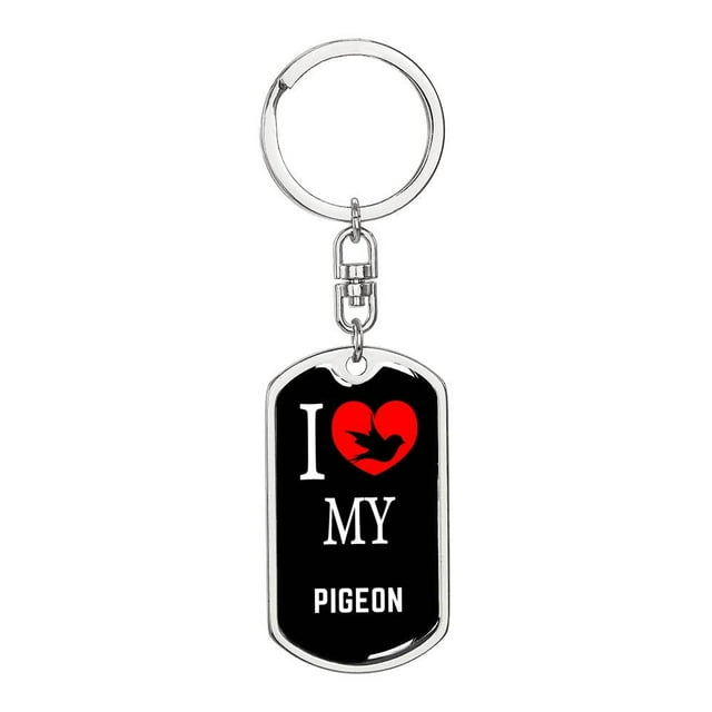 Pigeon Bird Lover Keyring Keychain Stainless Steel or 18k Gold