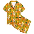 thumbnail image 3 of FASHOFT Girls Silk Pajama Set Satin Clasic Sleepwear Summer 2 Pieces Button Down Easter Outfit Yellow 10-11 Years, 3 of 4