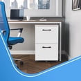 thumbnail image 5 of LEDREM 2-Drawer Rolling Storage Unit – Wood File Cabinet with Steel & Particleboard Construction, for Office, Holds A4/Letter Folders, 5 Swivel Casters with Brakes, Supports 77 lbs, White, 5 of 9